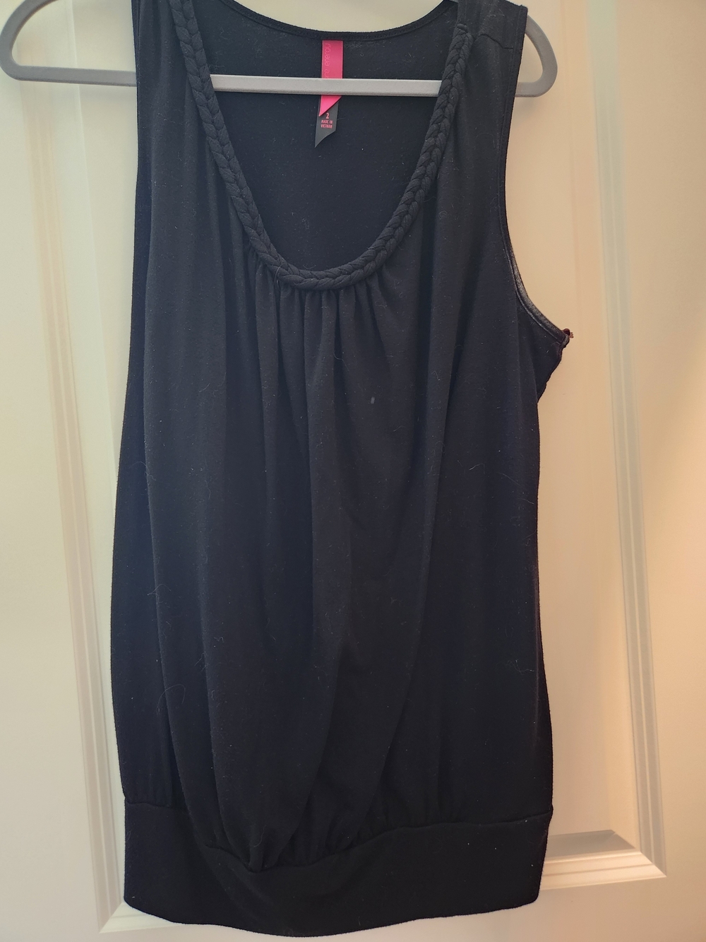 Pure Energy Black Braided Scoop Neck Tank